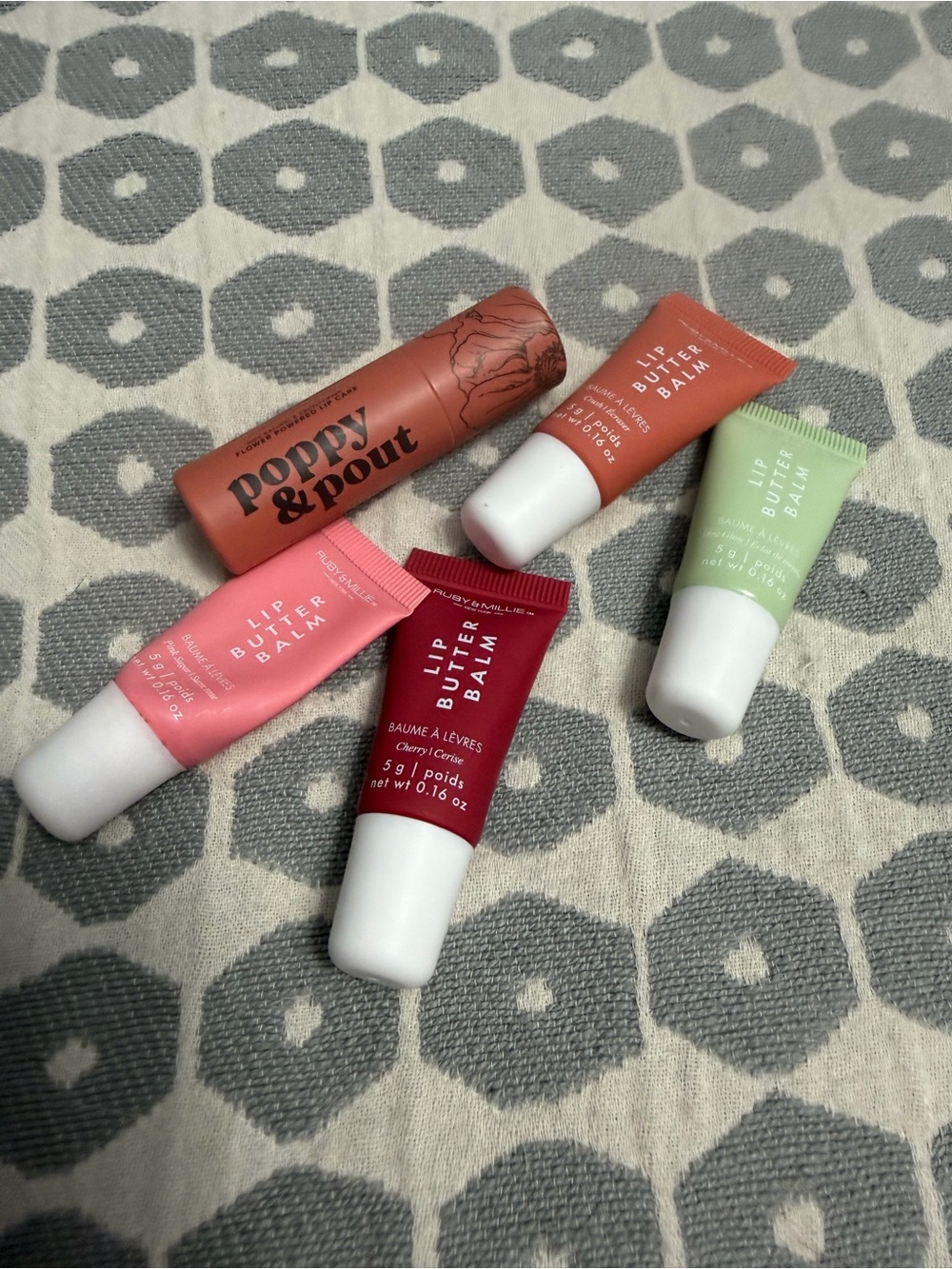 Lip Butter Balm Set — Pink, Red, Peach & Green